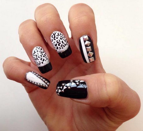 black-white-and-silver-nail-art-06_9 Negru alb și argintiu nail art