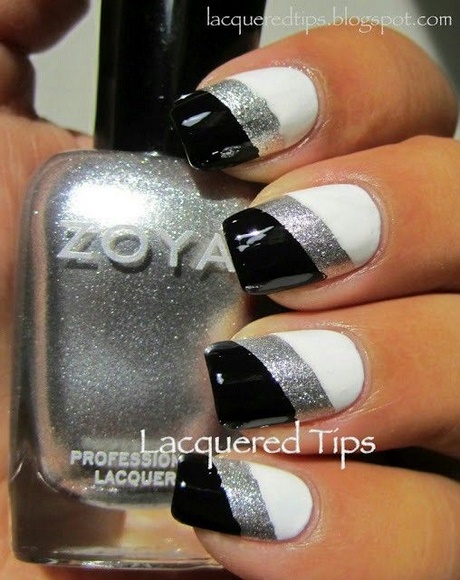 black-white-and-silver-nails-95_20 Negru alb și argint cuie