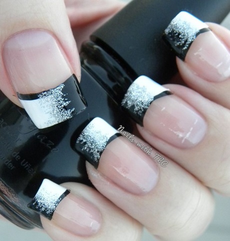 black-white-silver-nails-46_14 Negru alb argint cuie