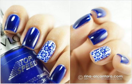blue-and-white-nail-art-designs-94_19 Albastru și alb nail art modele