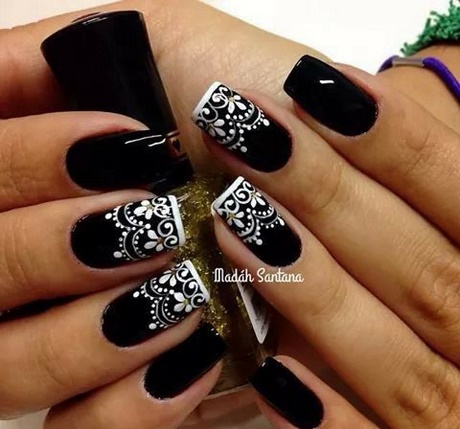 cute-nail-designs-black-and-white-68_11 Modele drăguțe de unghii alb-negru