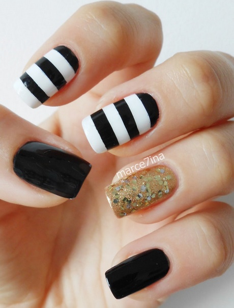 cute-nail-designs-black-and-white-68_13 Modele drăguțe de unghii alb-negru