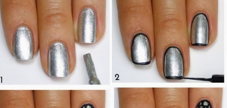 easy-black-and-silver-nail-designs-36_14 Modele ușoare de unghii negre și argintii