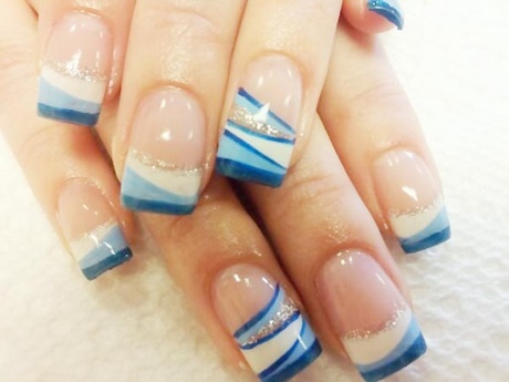 french-nails-blue-60_6 Franceză unghiile albastru