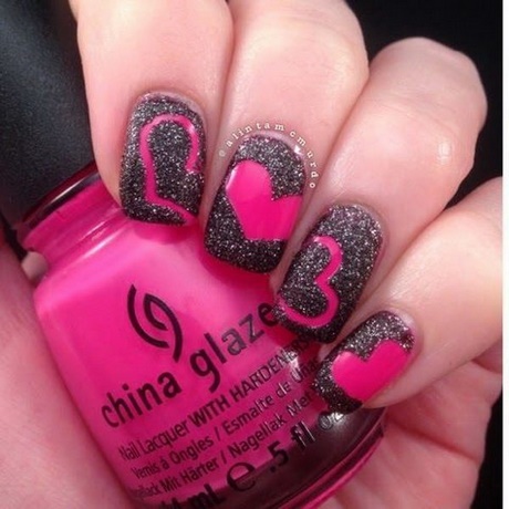 hot-pink-and-black-nails-35_20 Hot roz și unghii negre