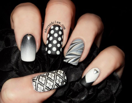 matte-black-and-white-nails-88_4 Unghii alb-negru mat