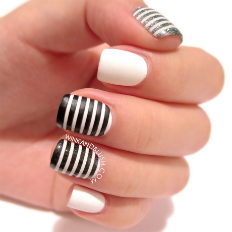 nail-art-black-and-white-simple-43_6 Nail art alb-negru simplu