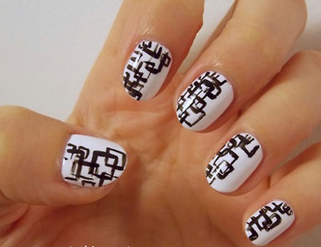nail-art-design-white-and-black-85_9 Nail art design alb și negru
