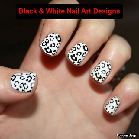 nail-art-designs-with-black-and-white-43_18 Nail art modele cu alb-negru