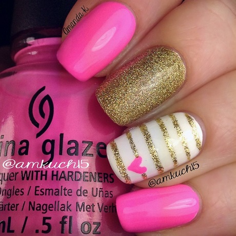 nail-art-pink-and-gold-85_9 Nail art roz și aur