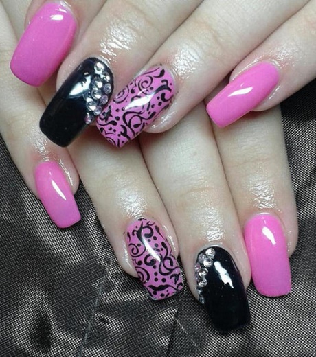 nail-art-pink-black-75_17 Nail art roz negru