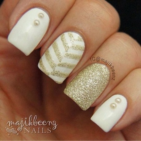 nail-designs-gold-and-white-30 Unghii modele de aur și alb