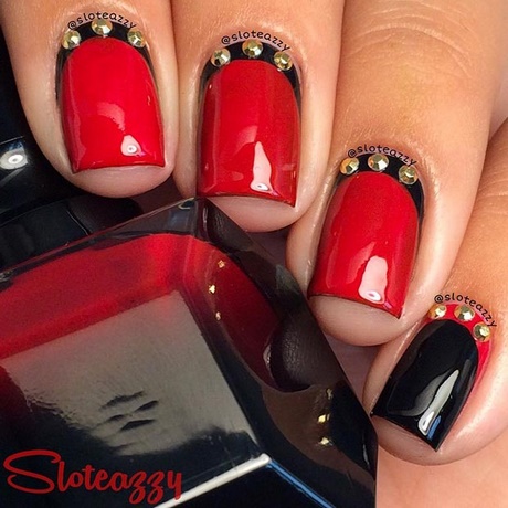 nail-designs-in-red-and-black-07_13 Modele de unghii în roșu și negru