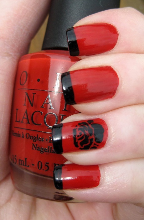 nail-designs-in-red-and-black-07_7 Modele de unghii în roșu și negru