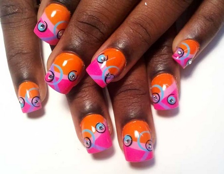 pink-and-orange-nail-designs-74_4 Modele de unghii roz și portocaliu