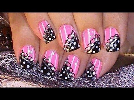 pink-black-nail-designs-30_8 Modele de unghii roz negru