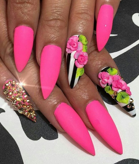 pink-black-white-nails-66_8 Roz negru alb cuie