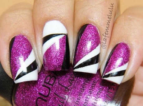 purple-black-and-white-nail-designs-02_3 Modele de unghii alb-negru violet