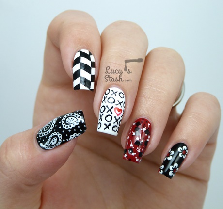 red-black-white-nail-designs-99_2 Modele de unghii alb-negru roșu