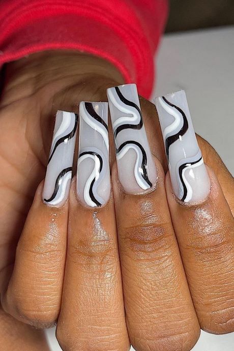 acrylic-nail-designs-black-and-white-73_16 Modele de unghii acrilice alb-negru