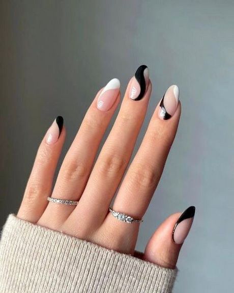 acrylic-nail-designs-black-and-white-73_4 Modele de unghii acrilice alb-negru