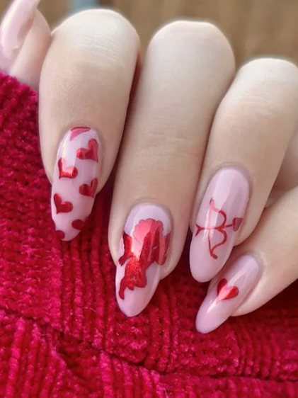 acrylic-nail-designs-for-valentines-day-74 Modele de unghii acrilice pentru Ziua Îndrăgostiților