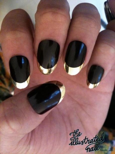 black-and-gold-french-tip-nails-60_9 Negru și aur Franceză sfat cuie
