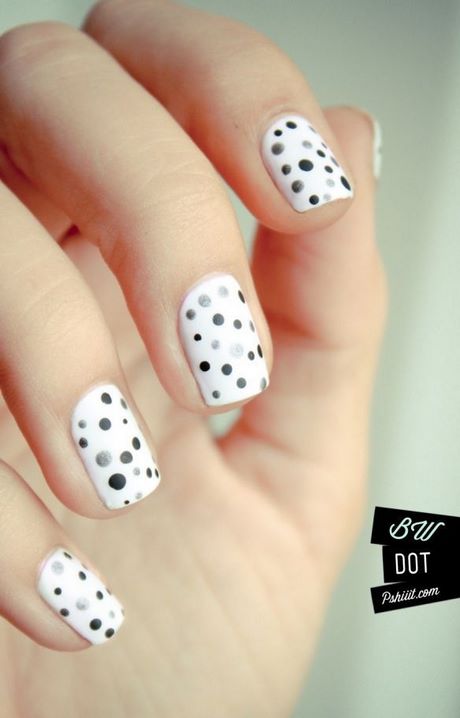black-and-white-polka-dot-nail-designs-24_18 Modele de unghii cu buline alb-negru
