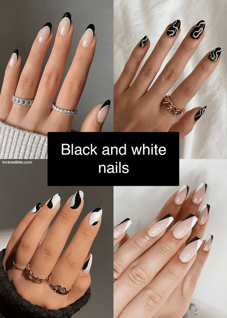 black-and-white-short-nail-designs-15 Modele de unghii scurte alb-negru
