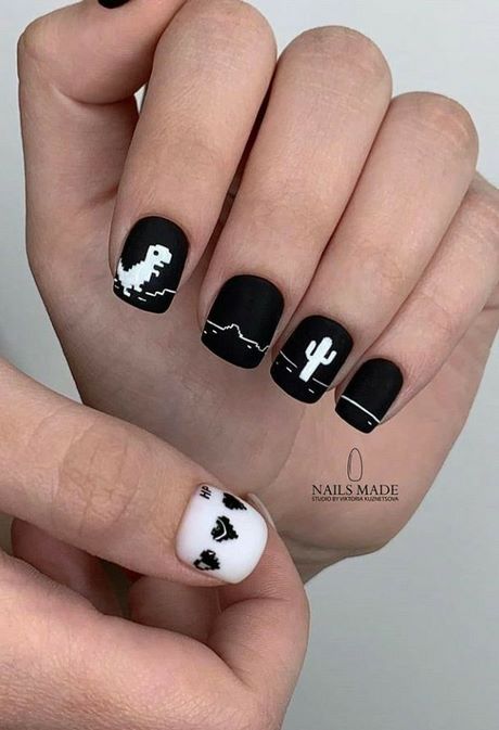 black-and-white-short-nail-designs-15_13 Modele de unghii scurte alb-negru