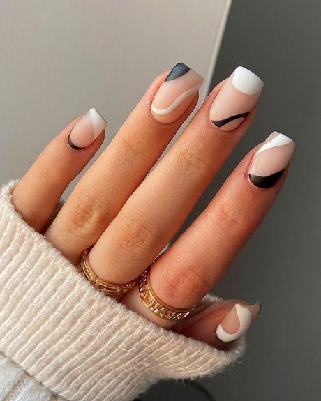 black-and-white-short-nail-designs-15_15 Modele de unghii scurte alb-negru