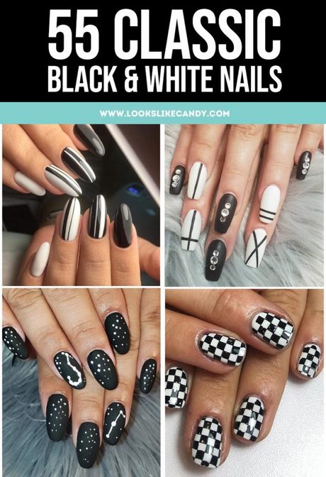 black-and-white-short-nail-designs-15_9 Modele de unghii scurte alb-negru