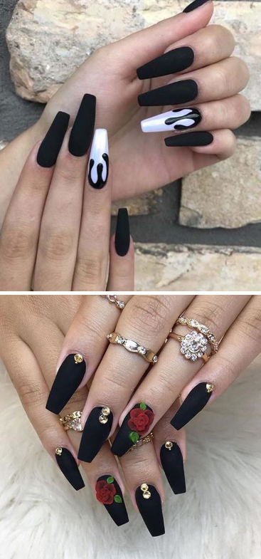 black-coffin-tip-nails-87 Negru sicriu sfat cuie