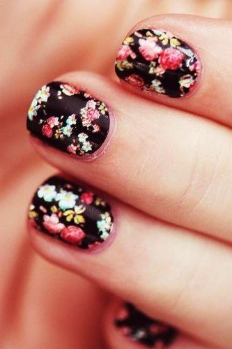 black-floral-nail-art-61_16 Negru Floral nail art