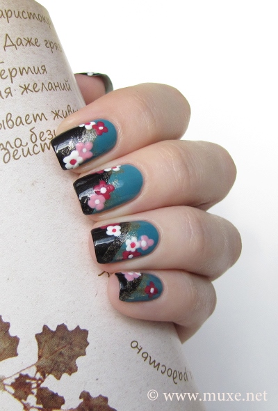 black-floral-nail-art-61_4 Negru Floral nail art