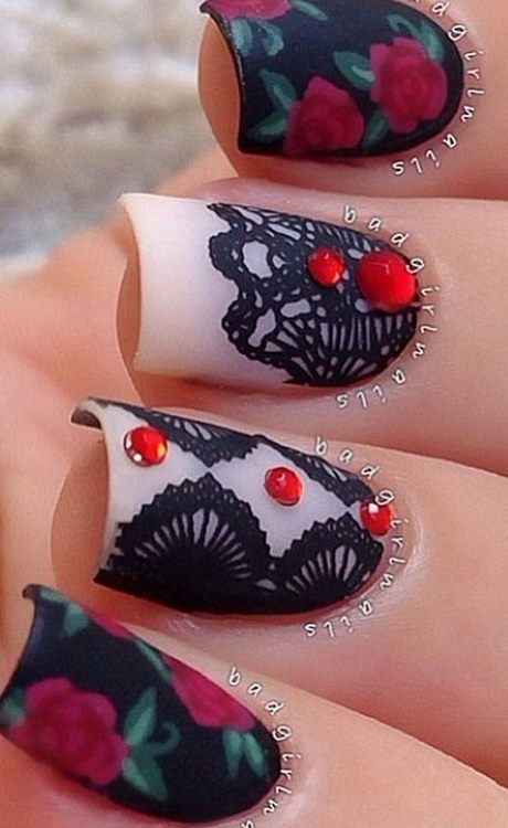 black-lace-nail-designs-30_8 Modele de unghii din dantelă neagră