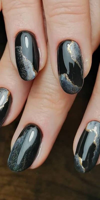 black-marble-nail-design-19_6 Design de unghii din marmură neagră