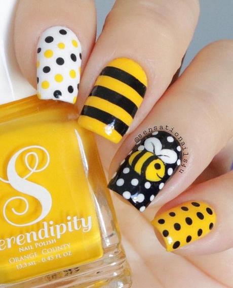 bumble-bee-nail-art-design-79_10 Bumble Bee nail art design