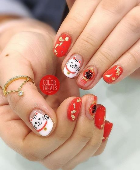 chinese-new-year-gel-nail-design-36 Design de unghii cu gel de Anul Nou Chinezesc