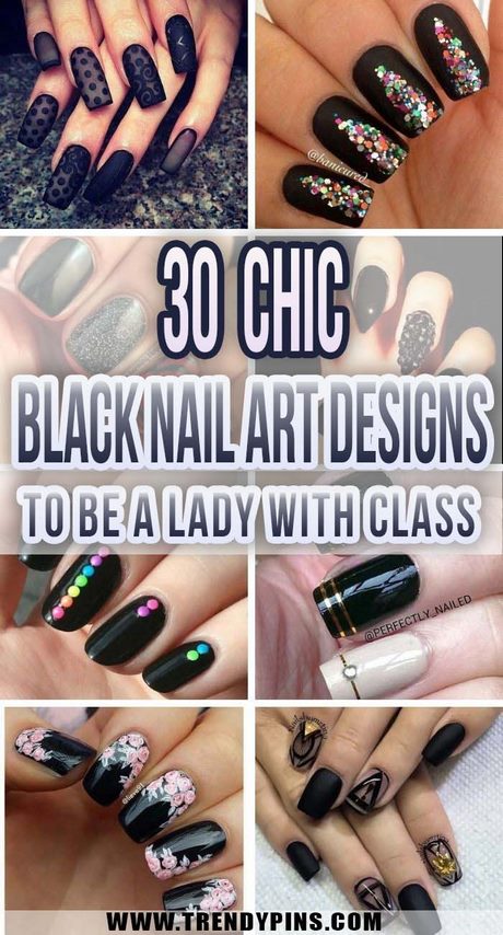 easy-black-nail-art-designs-77_11 Modele ușoare de unghii negre