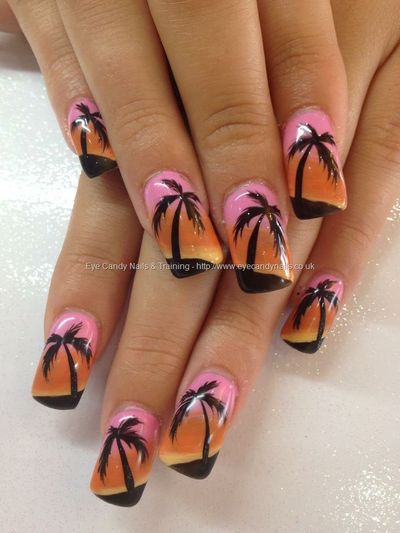 Ușor palm tree nail art