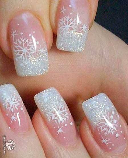 french-nails-with-snowflakes-26_14 Unghiile franceze cu fulgi de zăpadă