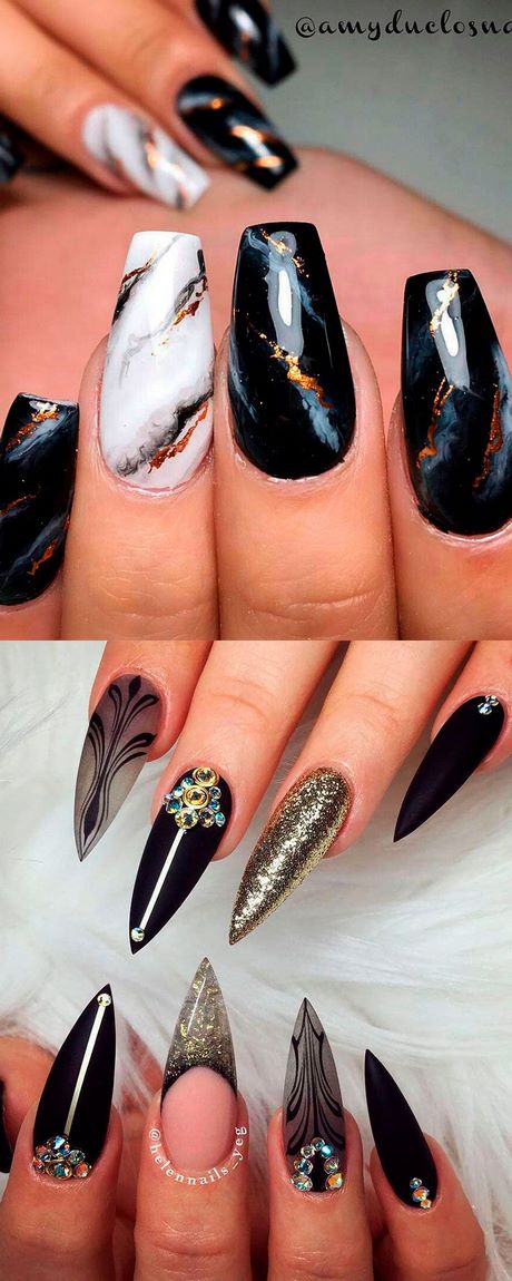 matte-black-with-marble-nails-03_2 Negru mat cu unghii de marmură