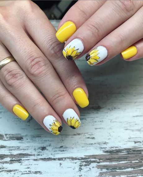 nail-art-designs-sunflowers-43_14 Nail art modele floarea-soarelui