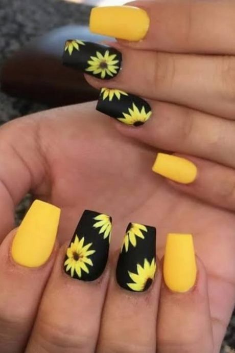 nail-art-designs-sunflowers-43_2 Nail art modele floarea-soarelui