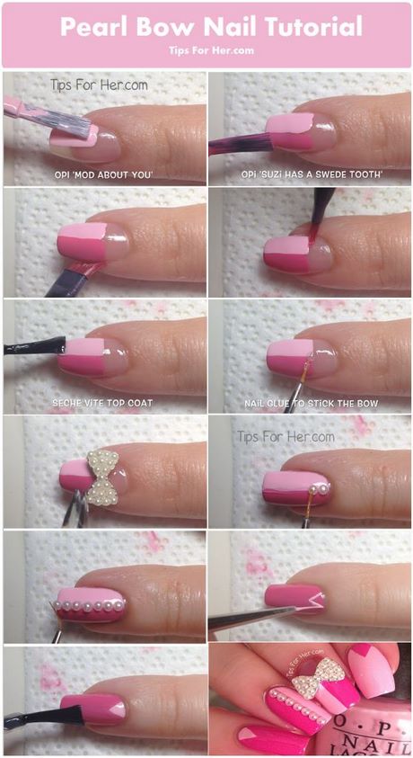 nail-designs-with-pearls-and-bows-72 Modele de unghii cu perle și arcuri