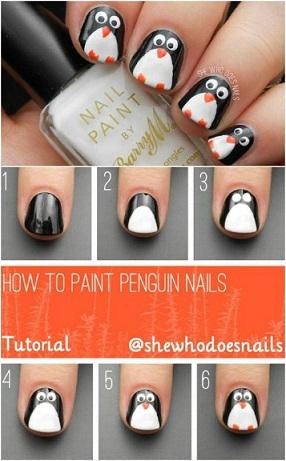 Penguin nail Art designs