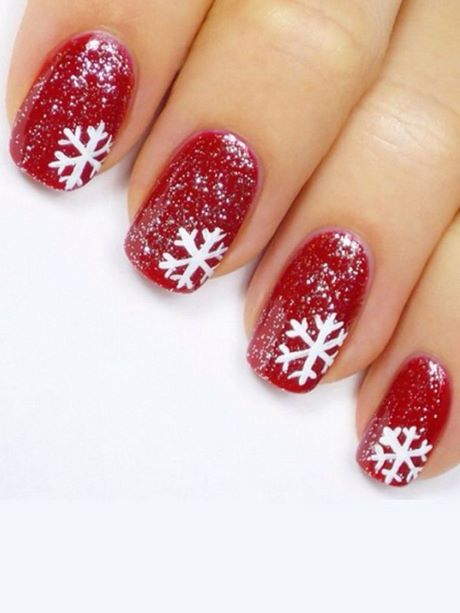 red-and-white-snowflake-nails-82_10 Unghii de zăpadă roșii și albe