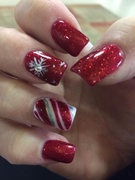 red-and-white-snowflake-nails-82_11 Unghii de zăpadă roșii și albe