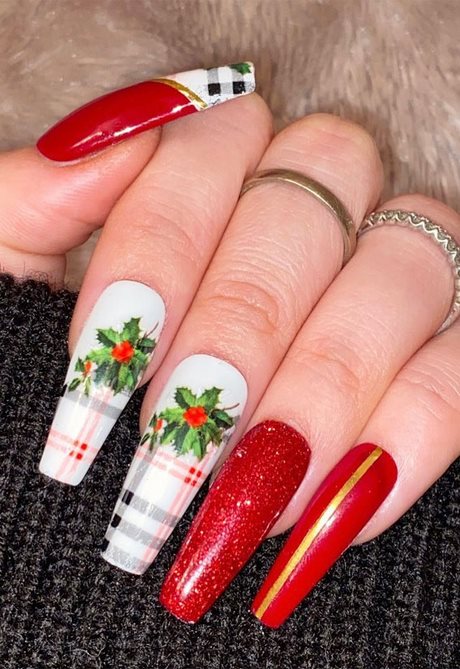 red-and-white-snowflake-nails-82_12 Unghii de zăpadă roșii și albe